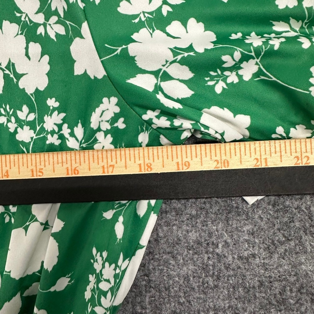 Anthony Richards Dress Womens Size 14 Green White Floral Midi A-Line USA Made - Picture 4 of 8